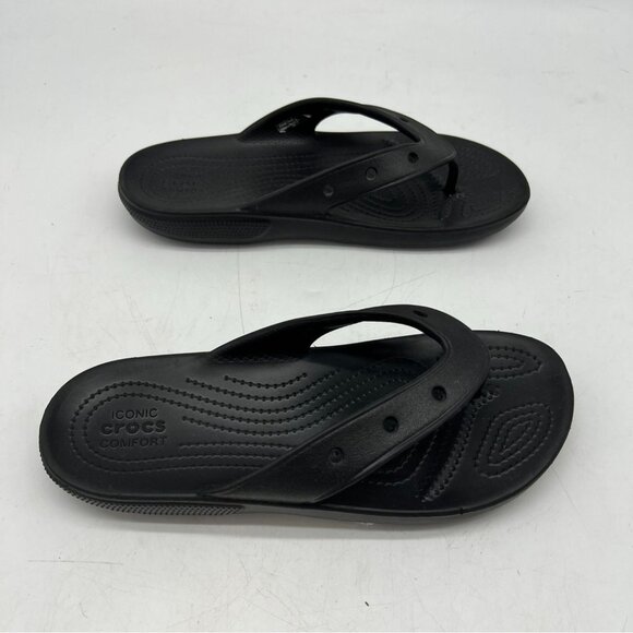 Crocs Classic Platform Flip Flop Slippers Unisex Size 6/8 Black Iconic Comfort - Picture 5 of 7